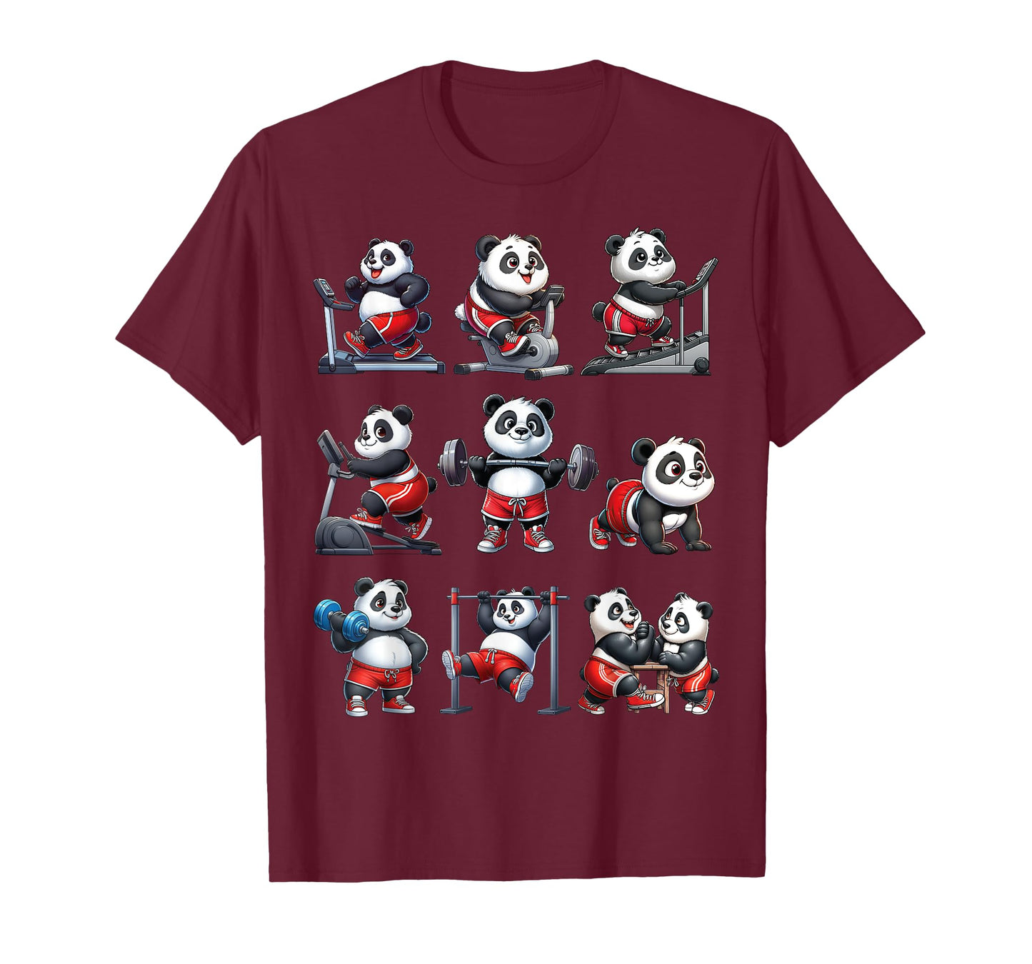 Panda Fitness Collection Gym Workout Weightlifting Sport T-Shirt