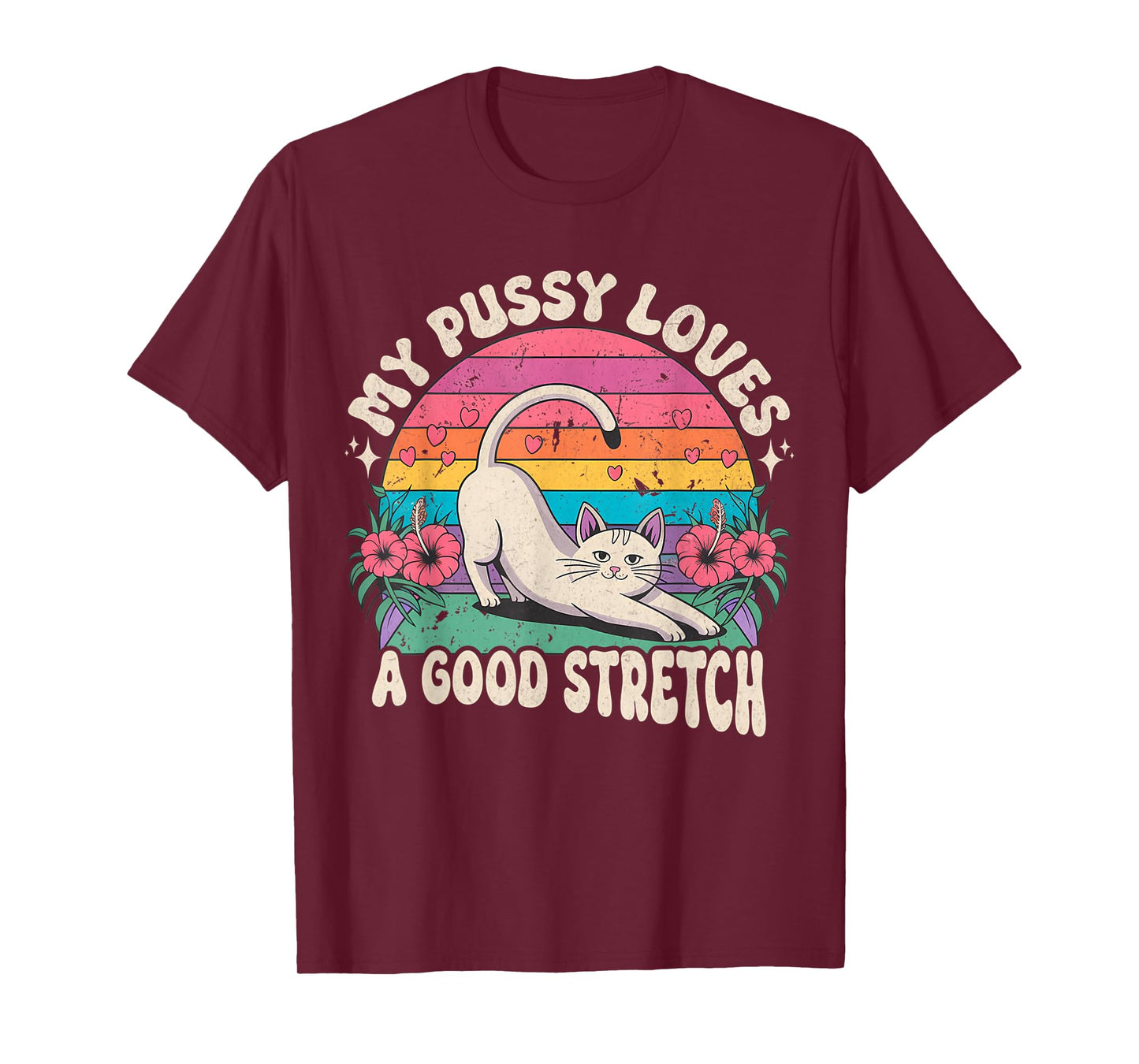 My Pussy Loves A Good Stretch Inappropriate Adult Humor Cat T-Shirt