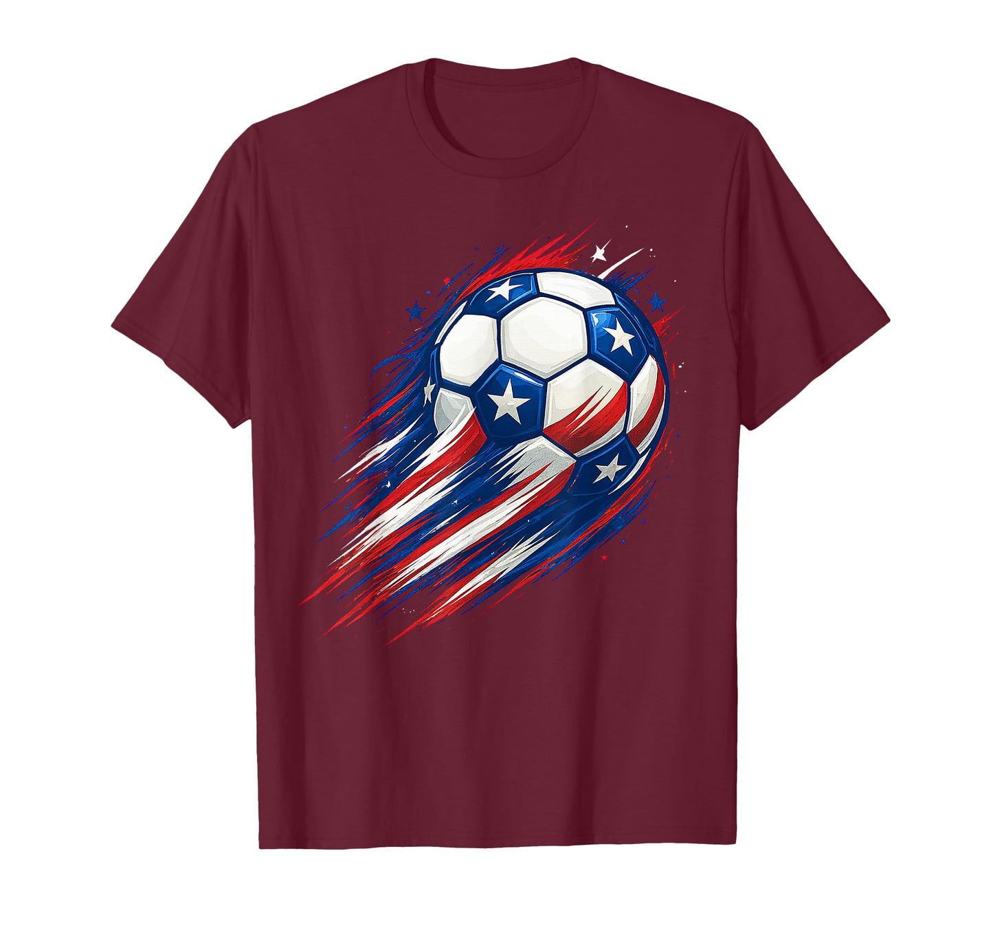 Red White and Blue Soccer Ball Patriotic Fourth of July Boys T-Shirt