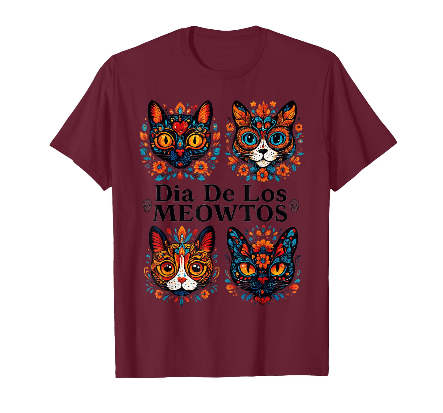 Sugar Skull Cats Dia De Los Meowtos Muertos Day of The Dead T-Shirt