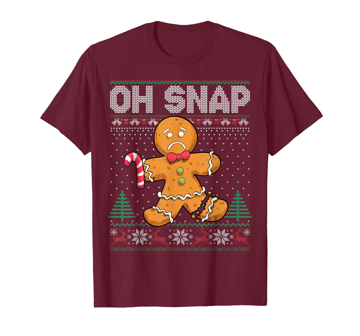 Cookie Baking Gingerbread Man Oh Snap Christmas Ugly Sweater T-Shirt