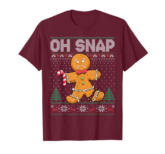 Cookie Baking Gingerbread Man Oh Snap Christmas Ugly Sweater T-Shirt