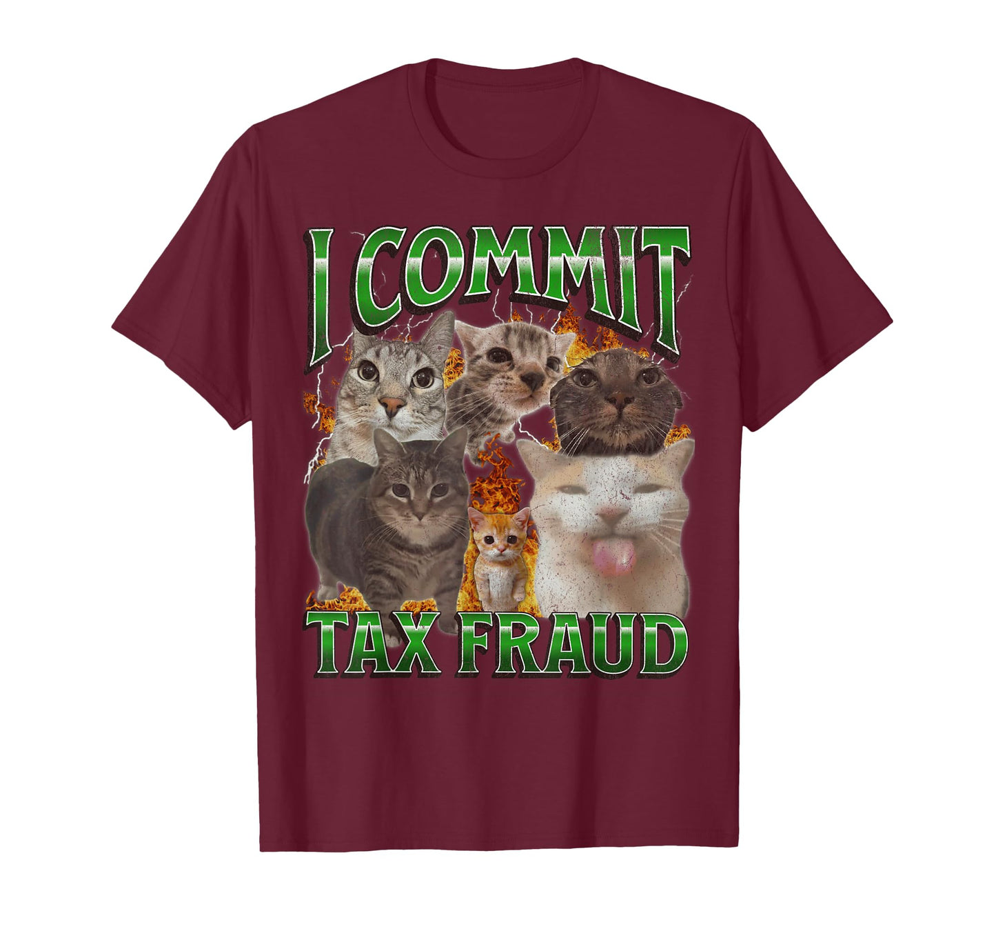 I Commit Tax Fraud Funny Cat Meme Bootleg Graphic Men Women T-Shirt