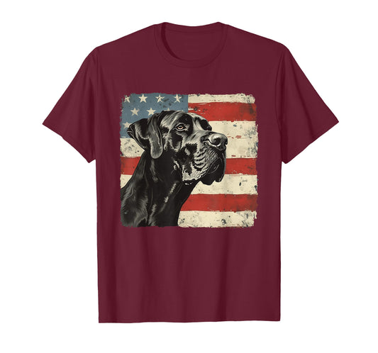 Great Dane Dog USA Flag Patriotic Independence Day T-Shirt