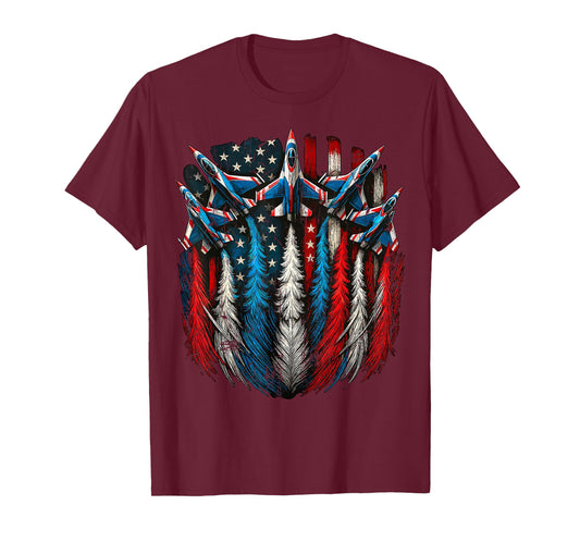 Jets Patriotic USA Flag Fighter Jets Boys 4th of July T-Shirt