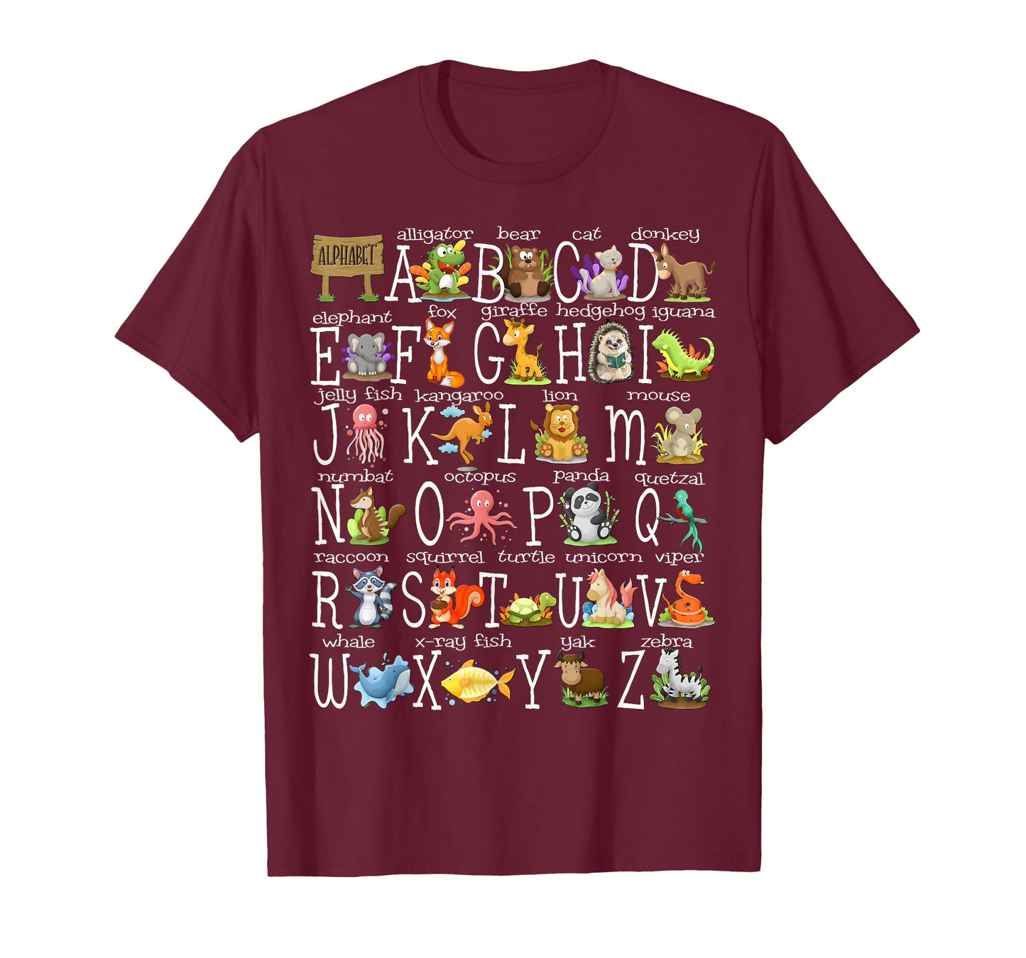 Alphabet Animals Back to School Pre-K Kindergarten Teacher T-Shirt