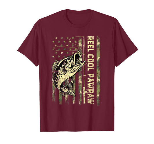 Reel Cool Pawpaw Fisherman Camouflage Father's Day T-Shirt