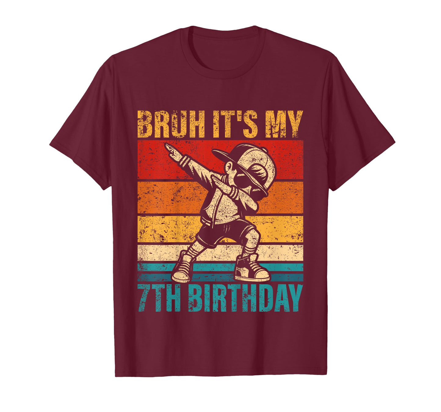 Kids 7 Year Old Birthday Dabbing Boy Bruh It's My 7th Birthday T-Shirt