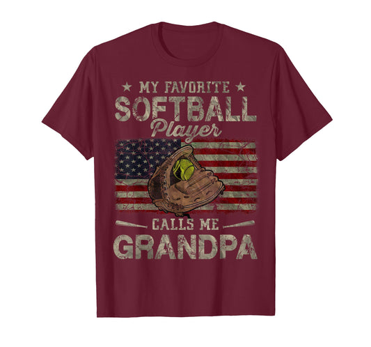 My Favorite Softball Player Calls Me Grandpa Father's Day T-Shirt