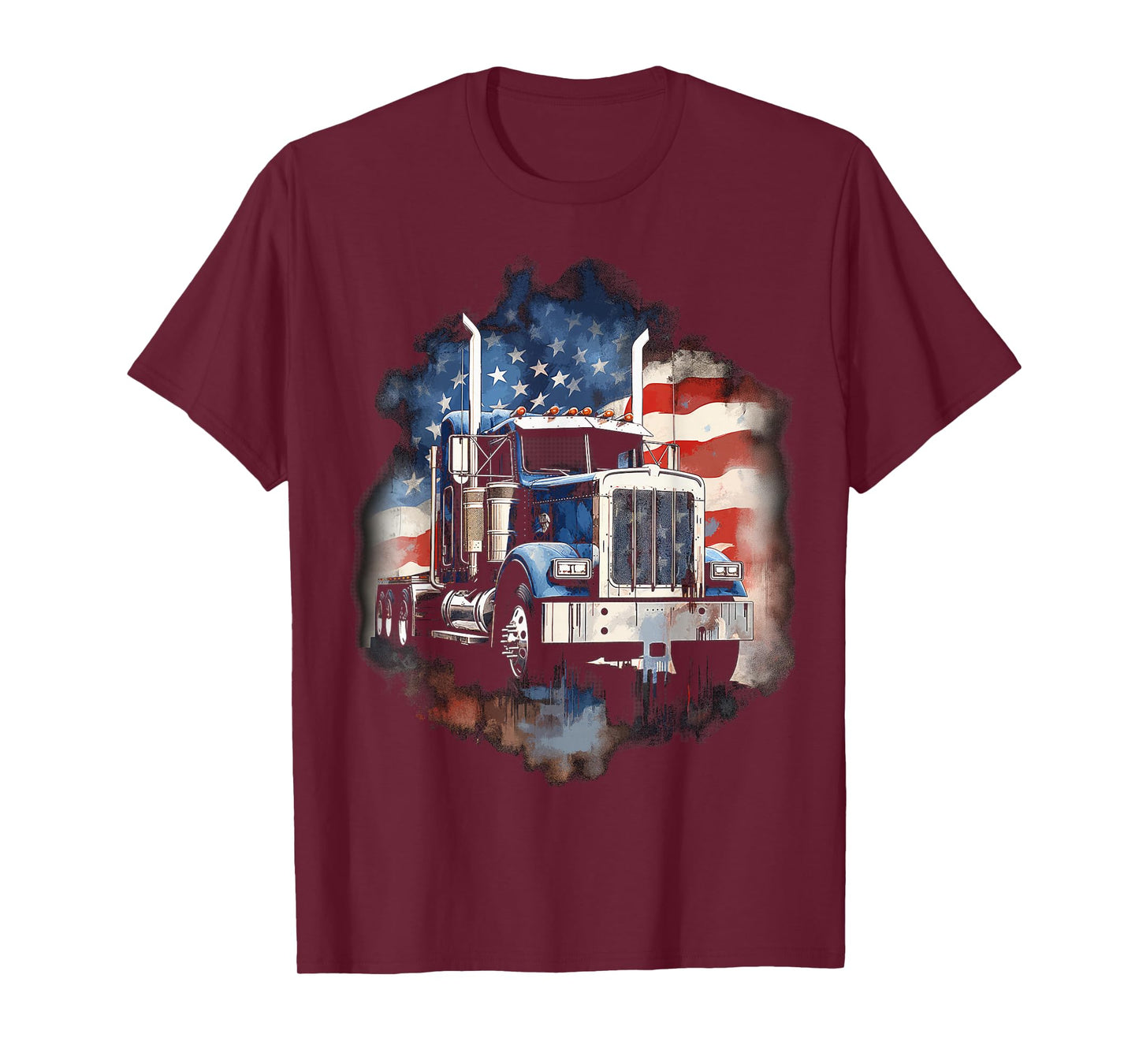 Truck Driver Patriotic American Flag Trucker Semi Driver USA T-Shirt