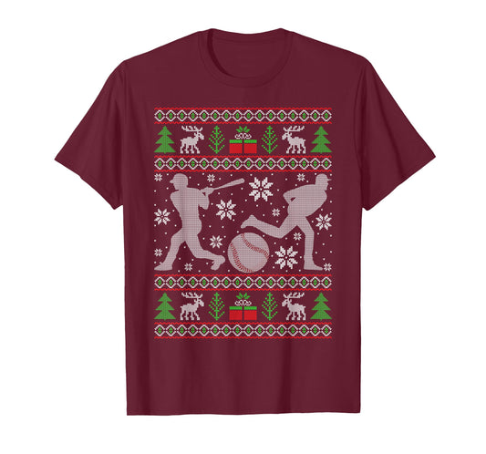 Baseball Christmas Pajama Funny Xmas PJs Men Women Teens T-Shirt