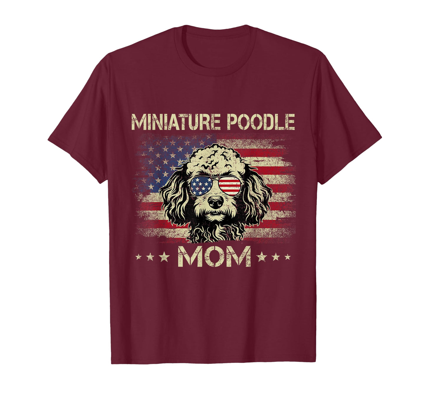 Miniature Poodle Mom Dog Vintage American Flag 4th Of July T-Shirt