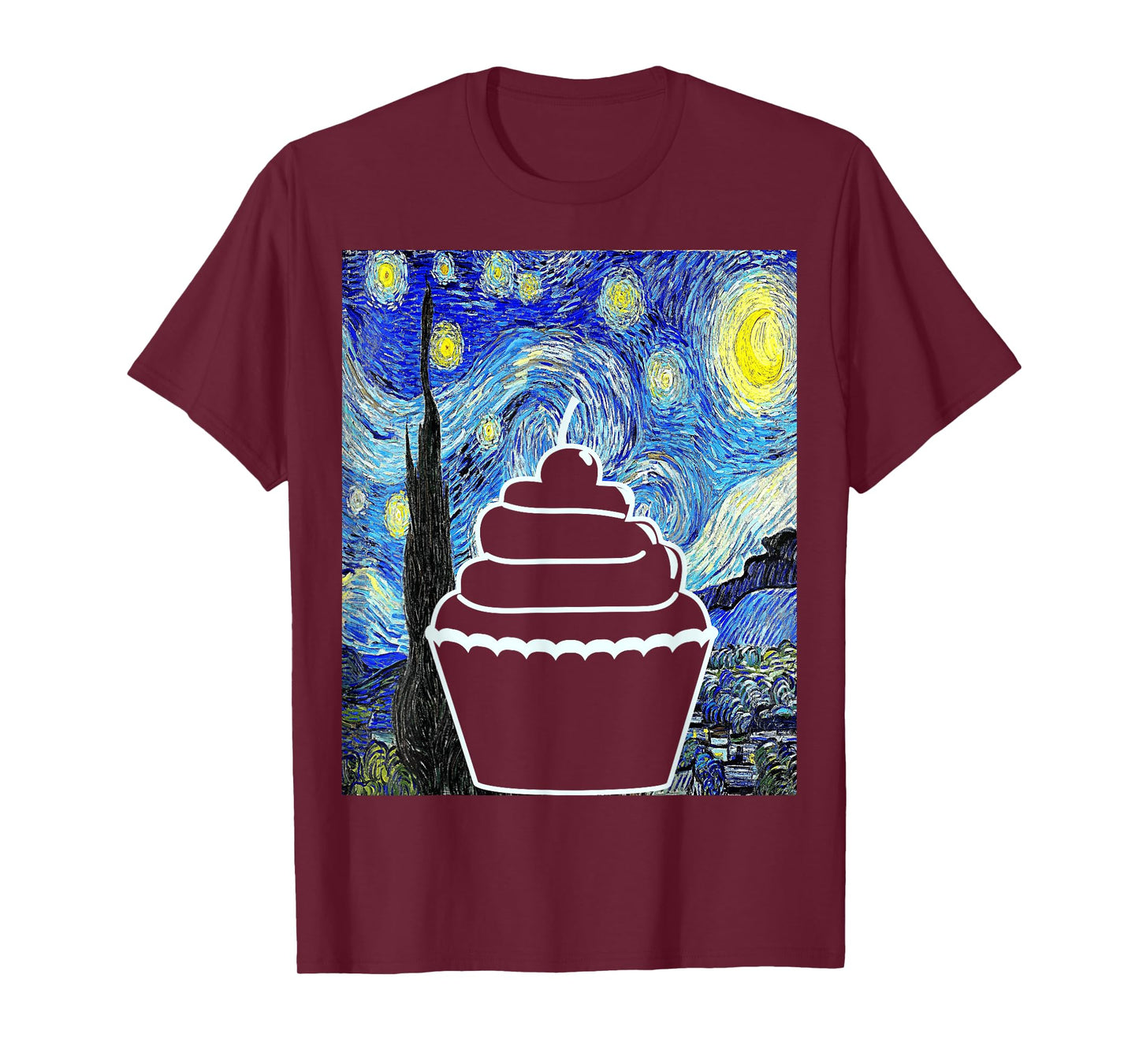 Cupcake Starry Night Cupcake Lover Baking Painting T-Shirt