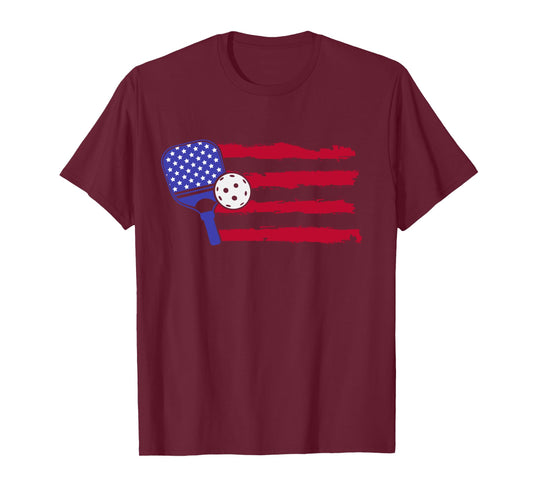 Pickleball US Flag American Patriotic Pickleball 4th Of July Long Sleeve T-Shirt