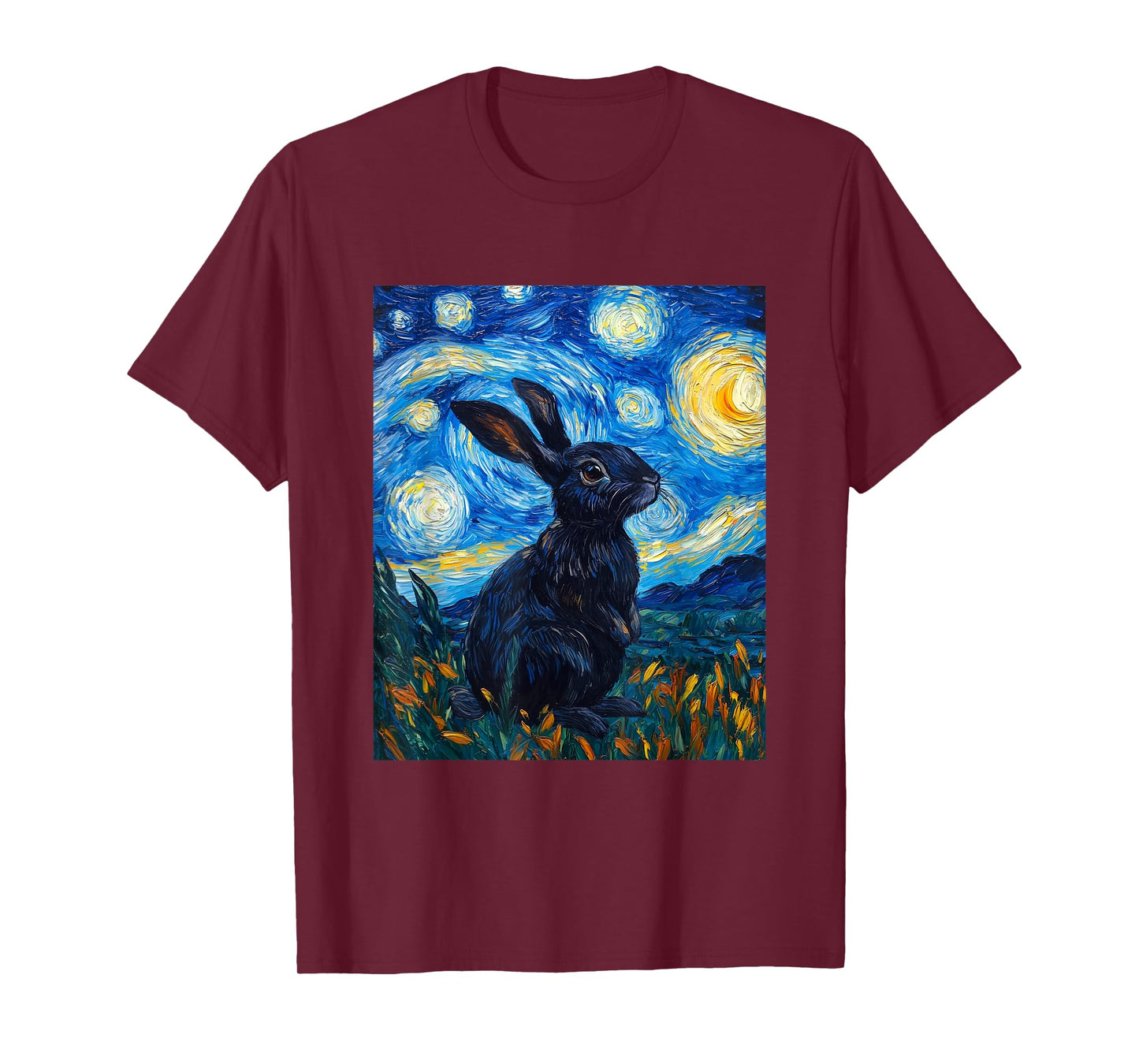 Cute Bunny Rabbit - Van Gogh Style - Starry Night T-Shirt
