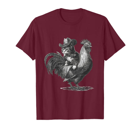 Country Western Vintage Cowgirl Funny Cowboy Cat T-Shirt