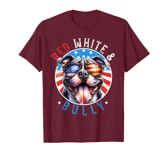 American Bully Dog 4th of July Red White and Bully Lovers T-Shirt