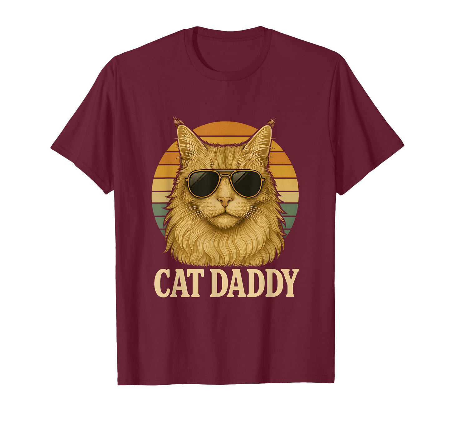 Cat Daddy Cool Maine Coon Cat Father's Day Retro Cat Dad T-Shirt