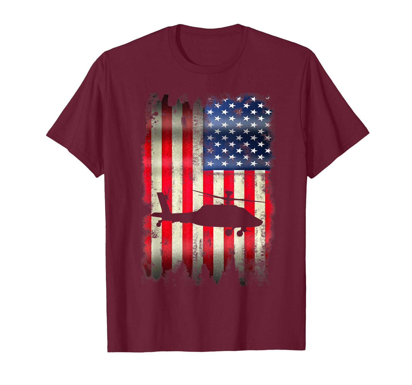 Helicopter Patriotic USA American Flag 4th of July Gift Women Kids Men T-Shirt