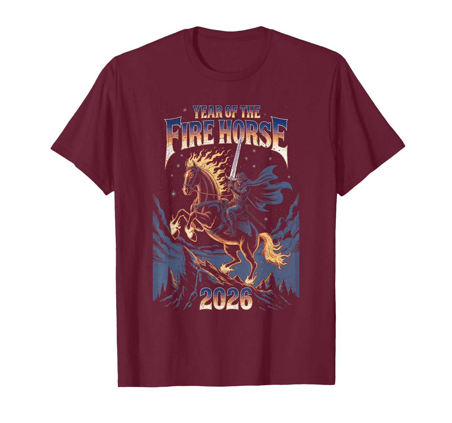 Year of The Fire Horse 2026 Zodiac Chinese Art T-Shirt