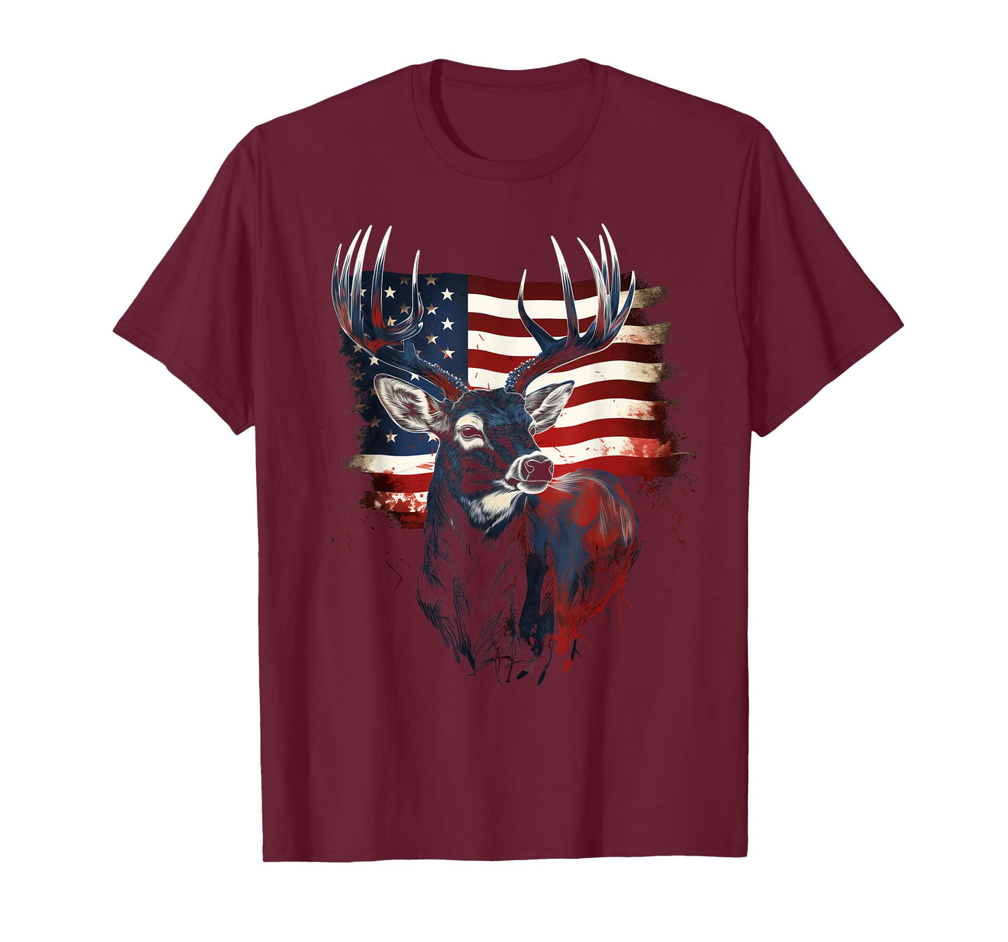 Deer Hunting American Flag Patriotic Hunter Whitetail Buck T-Shirt