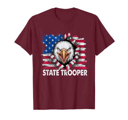 American Flag USA Law Enforcement State Trooper T-Shirt