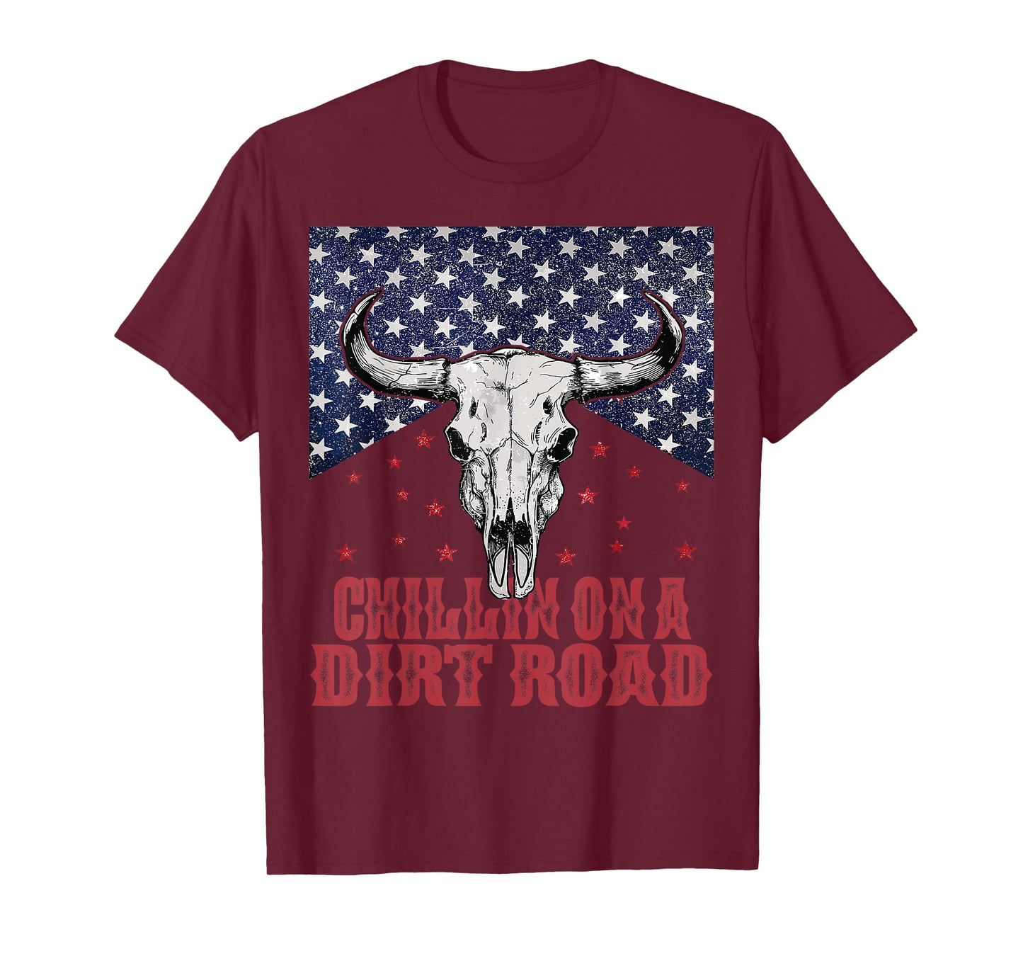 Chillin On A Dirt Road Country Music Western Vintage US Flag T-Shirt