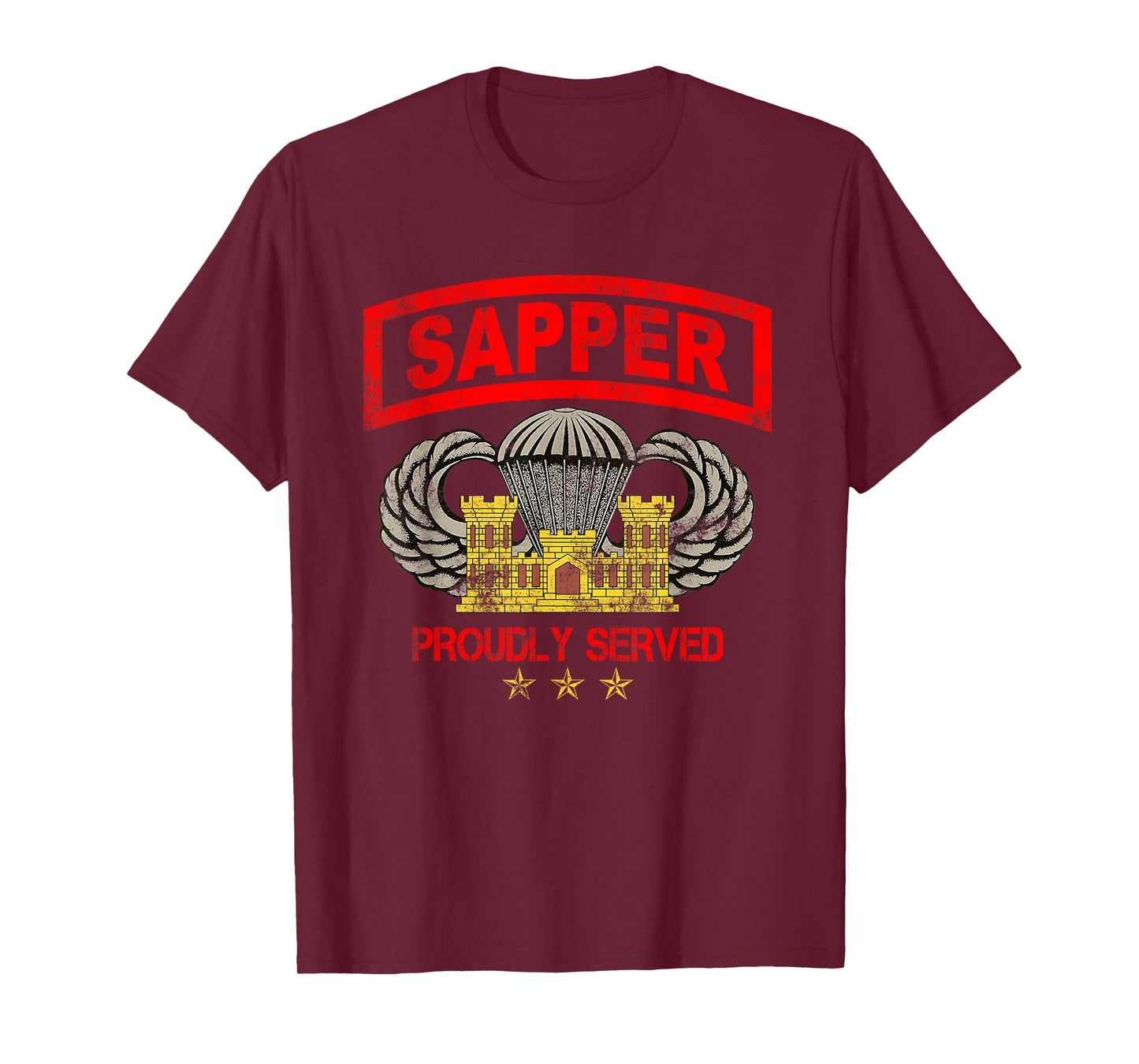 Sapper Combat Engineer Veteran Vintage USA Flag Men Women T-Shirt