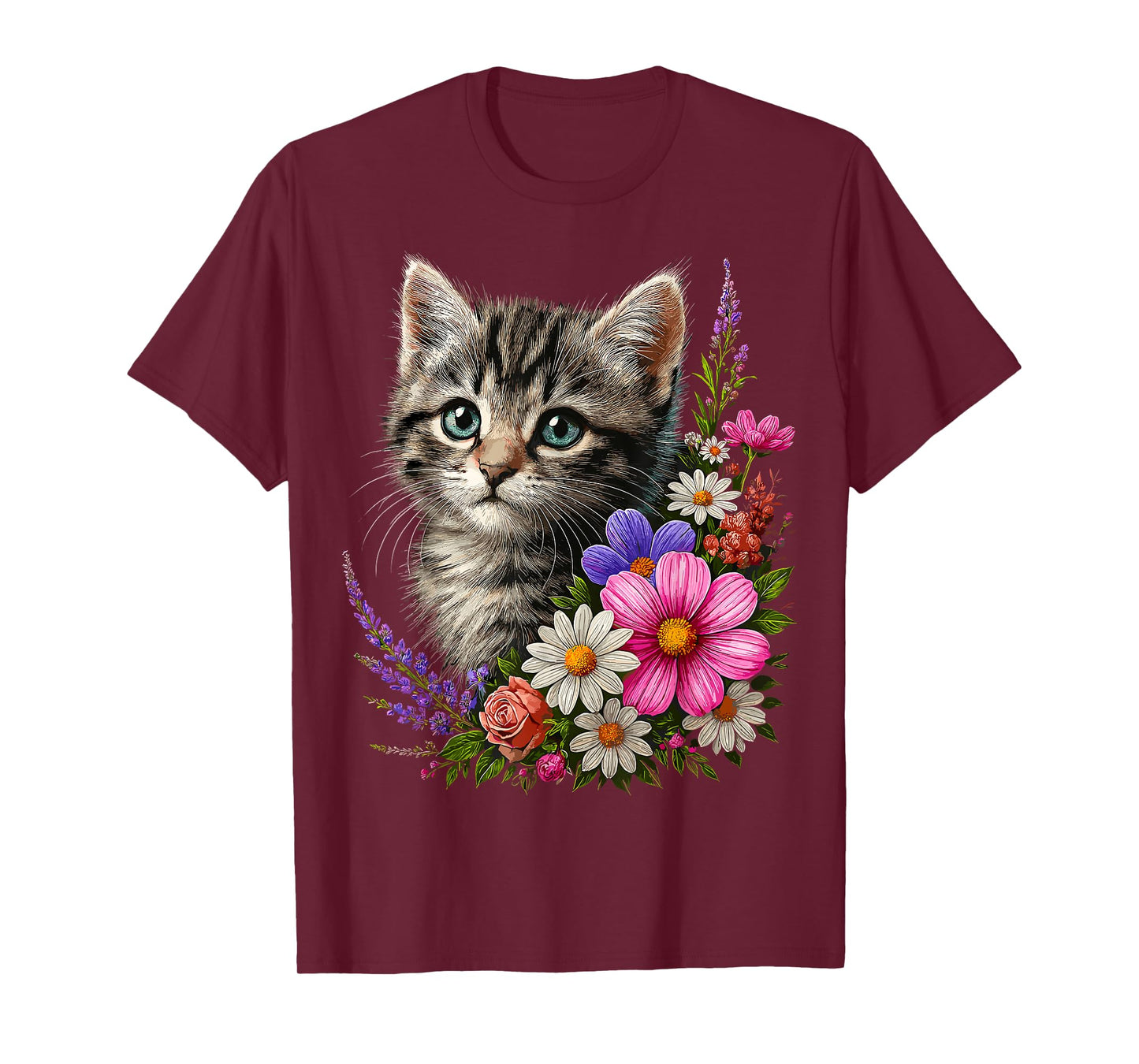 Cat Flower Cute Floral Kitten T-Shirt