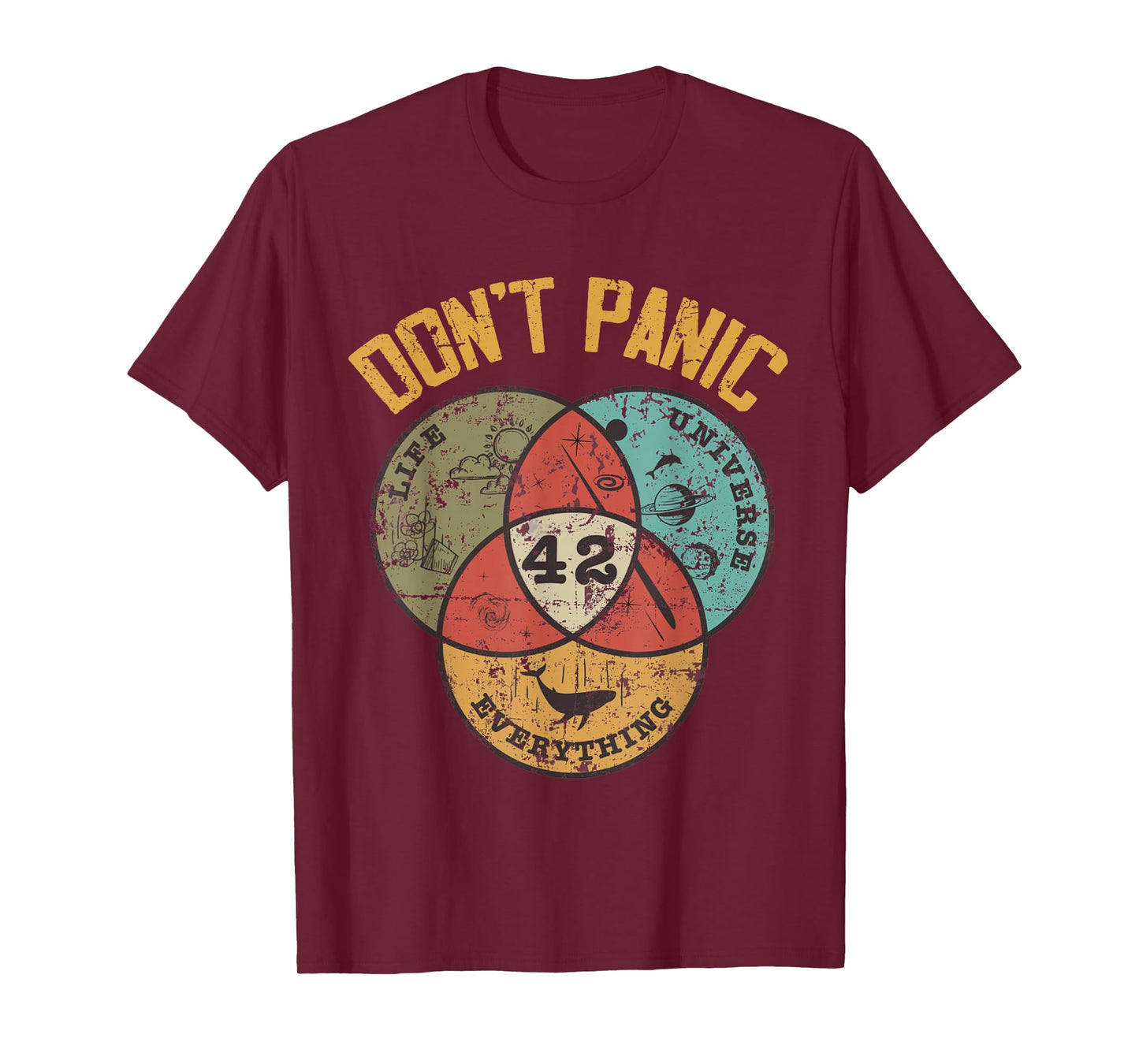 42 Answer to Life The Universe and Everything Don't Panic T-Shirt