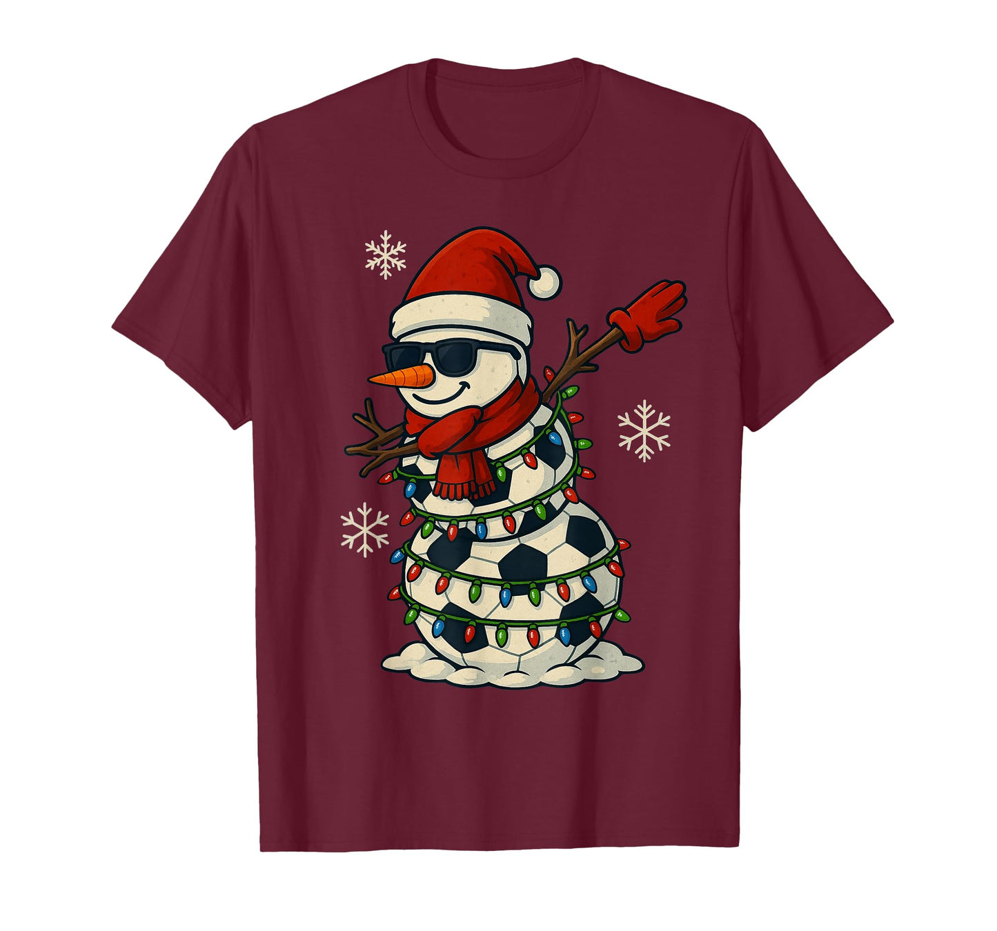 Soccer Balls Snowman Dabbing Funny Christmas Cute Boys Kids T-Shirt