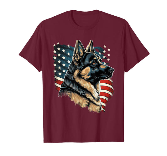 Patriotic USA German Shepherd With American Flag T-Shirt