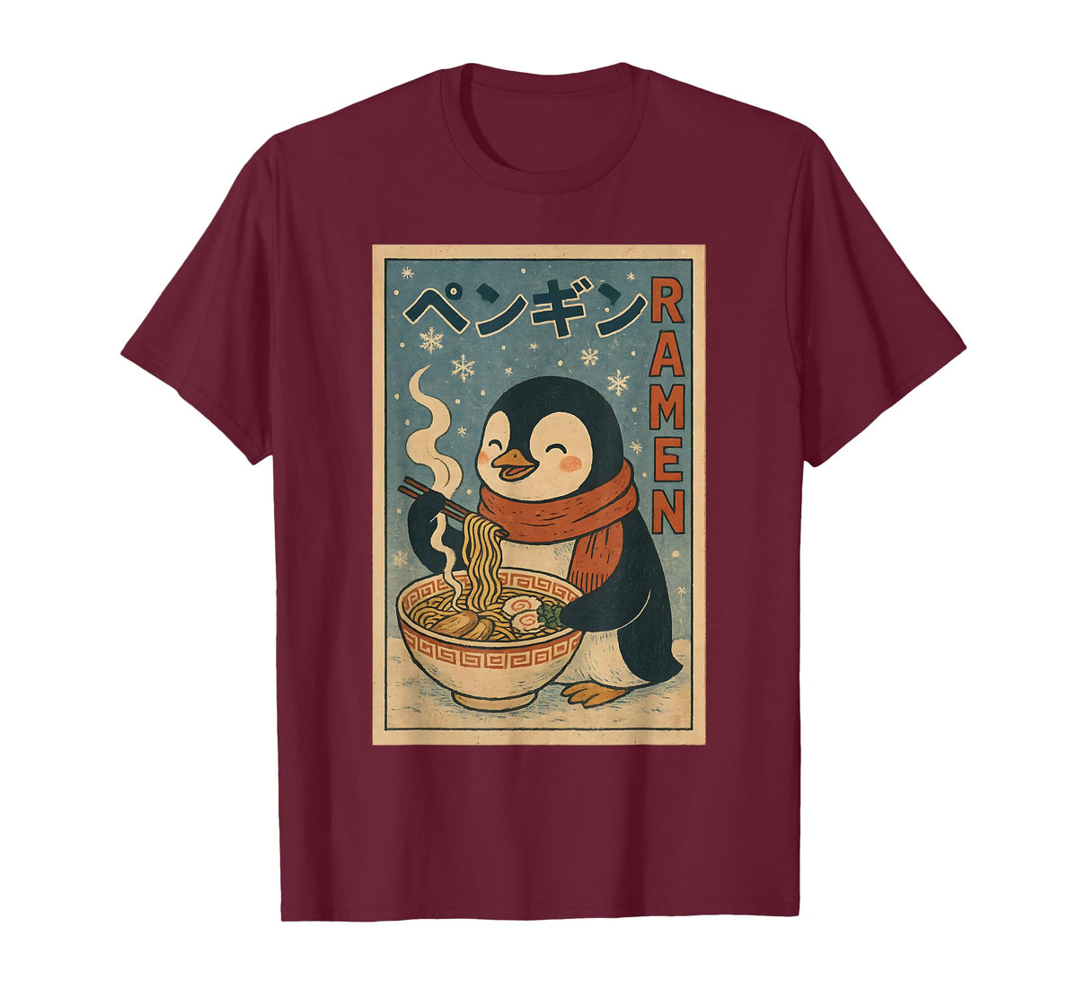 Vintage Japanese Noodle Cute Kawaii Anime Penguin Ramen Love T-Shirt