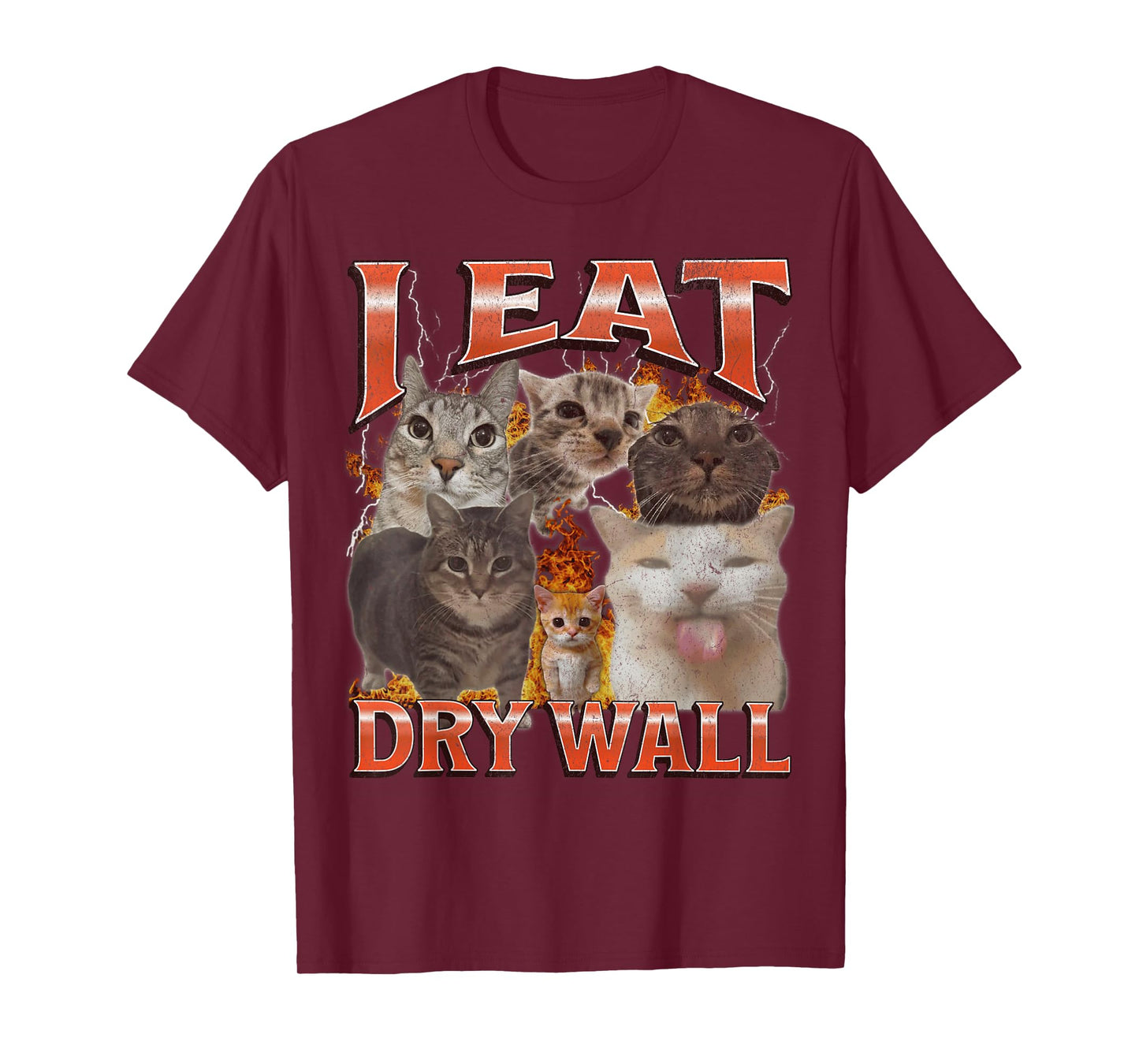 I Eat Dry Wall Funny Cat Meme Bootleg Graphic Men Women T-Shirt