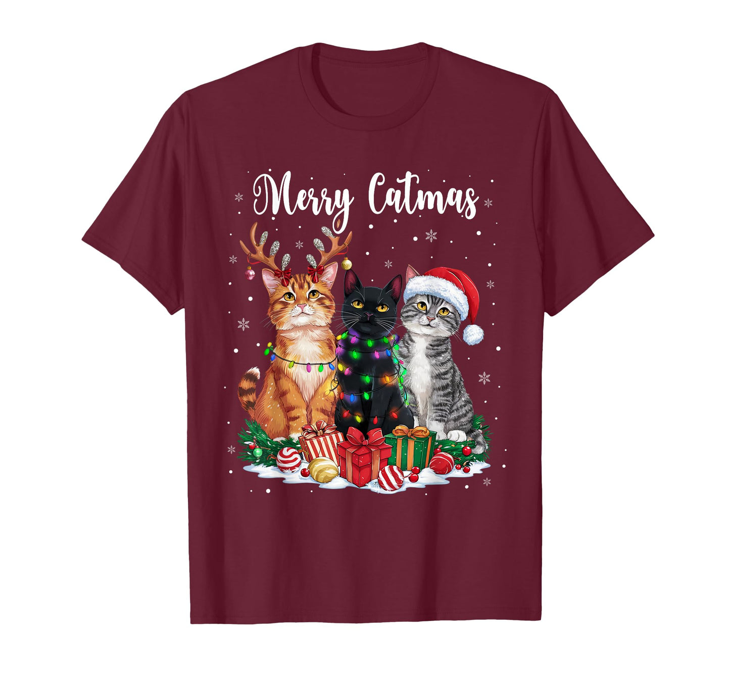 Merry Catmats Reindeer Pajama Christmas Cat Lover Cat Owner T-Shirt