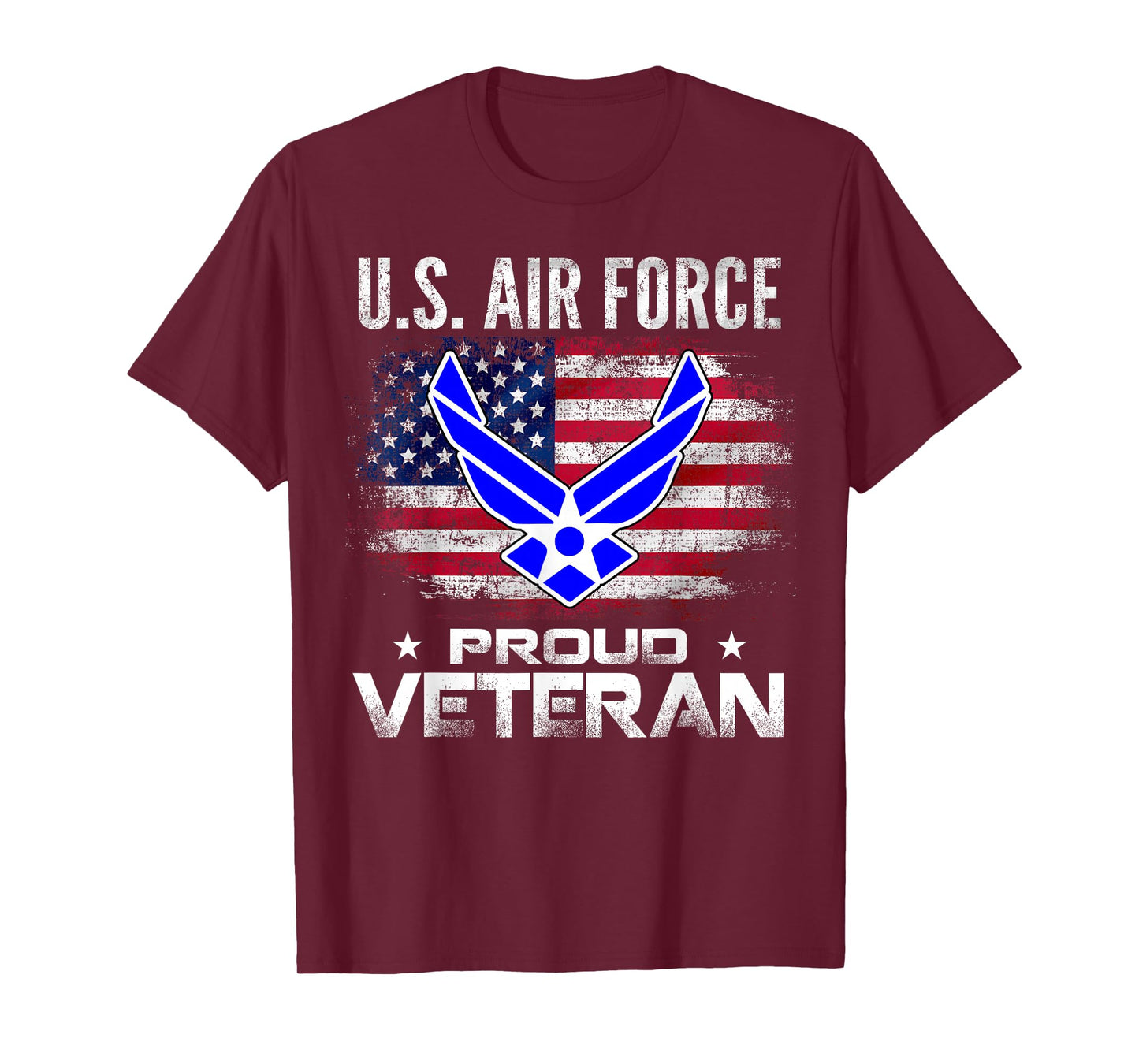 U.S Air Force Proud Veteran with American Flag Gift Veteran T-Shirt