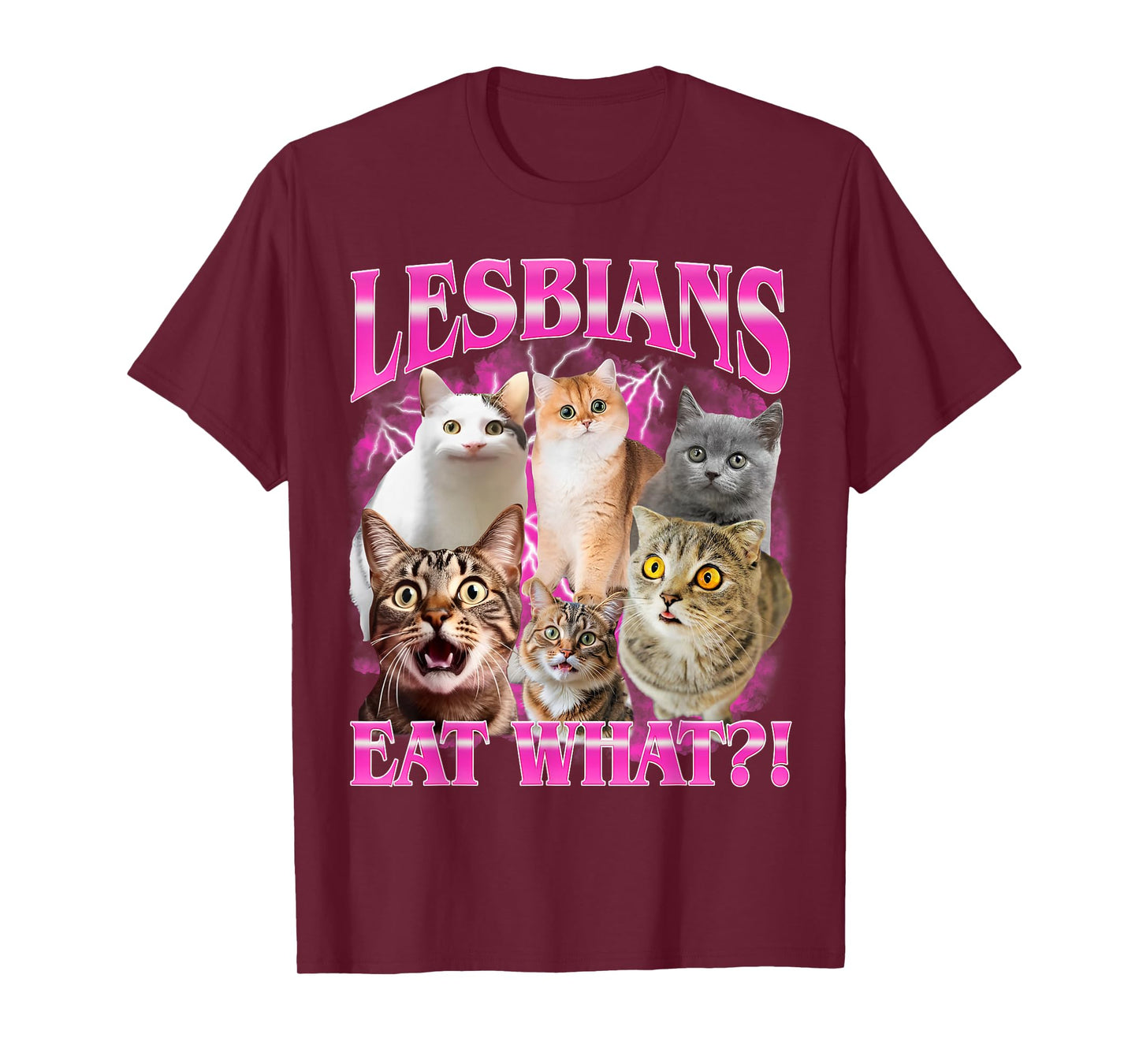 Lesbians Eat What?! Funny Cat Gay Pride Month LGBTQ Pun T-Shirt