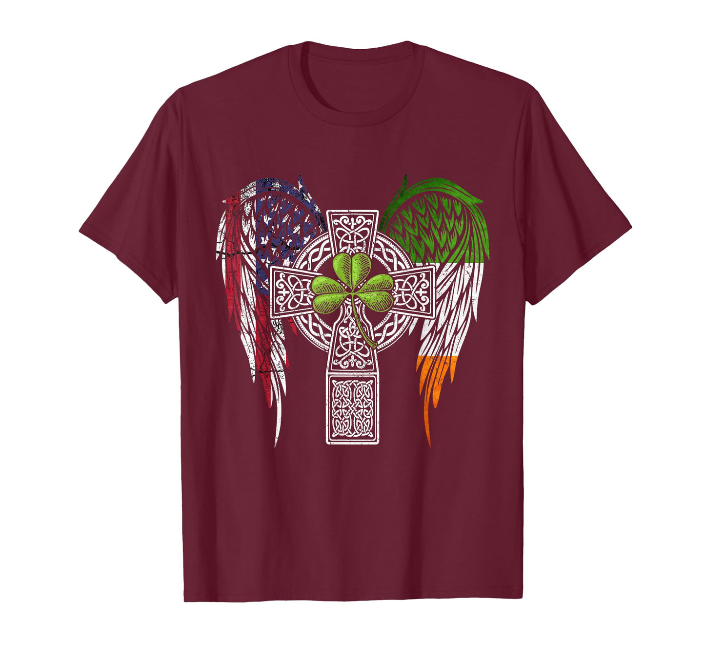 USA Flag Celtic Cross Irish American St Patrick's Day T-Shirt