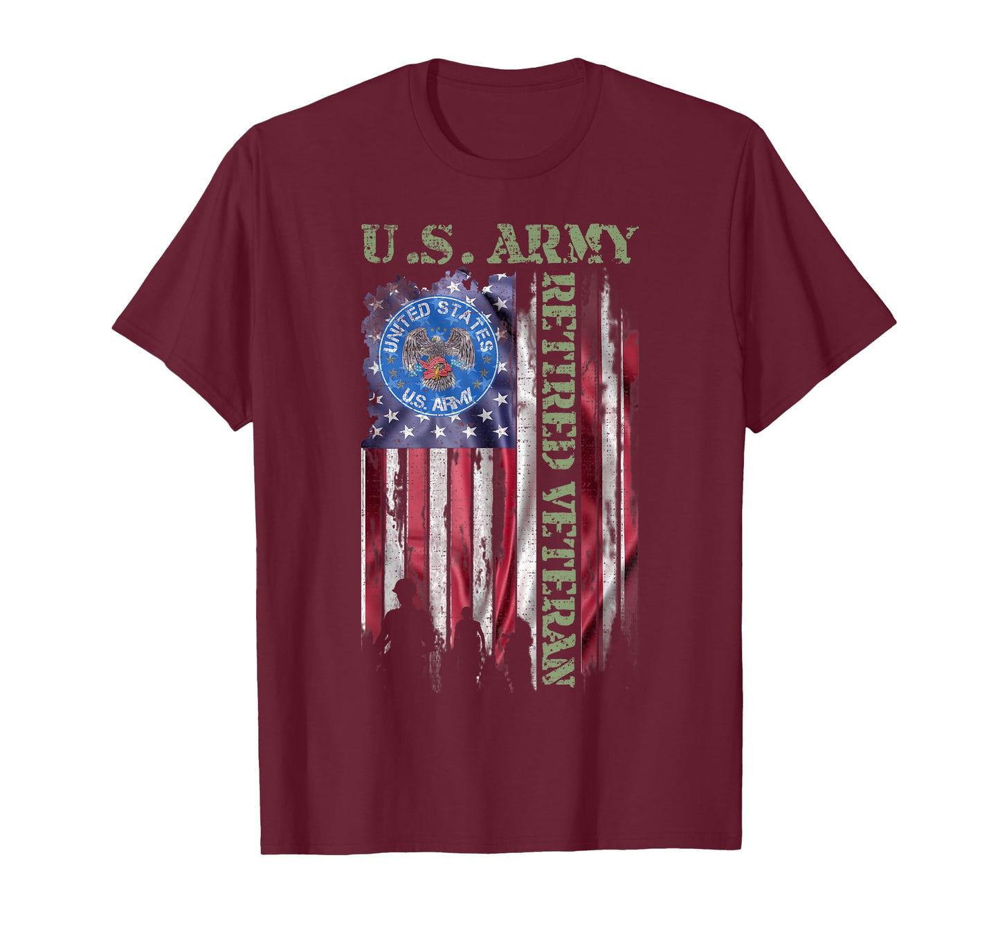 Vintage USA American Flag US Army Proud Retired Veteran T-Shirt