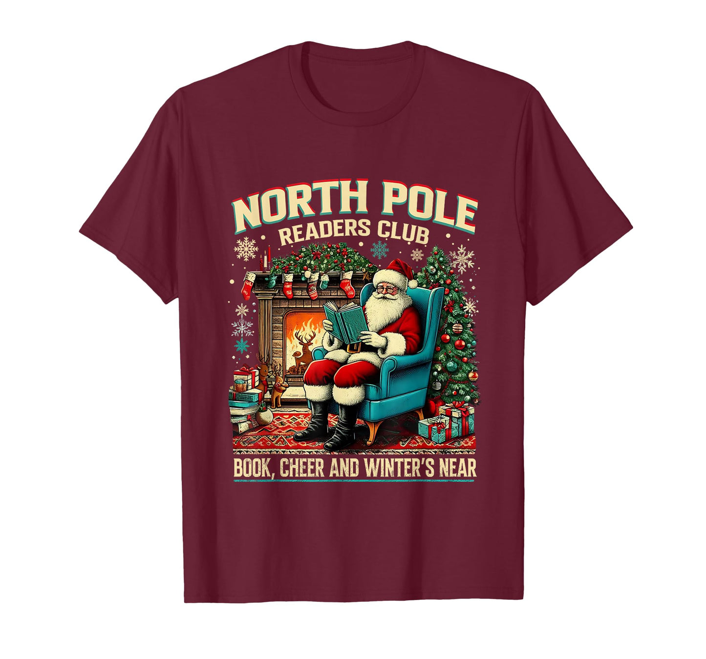 North Pole Readers Club Cozy Book Lover Design T-Shirt