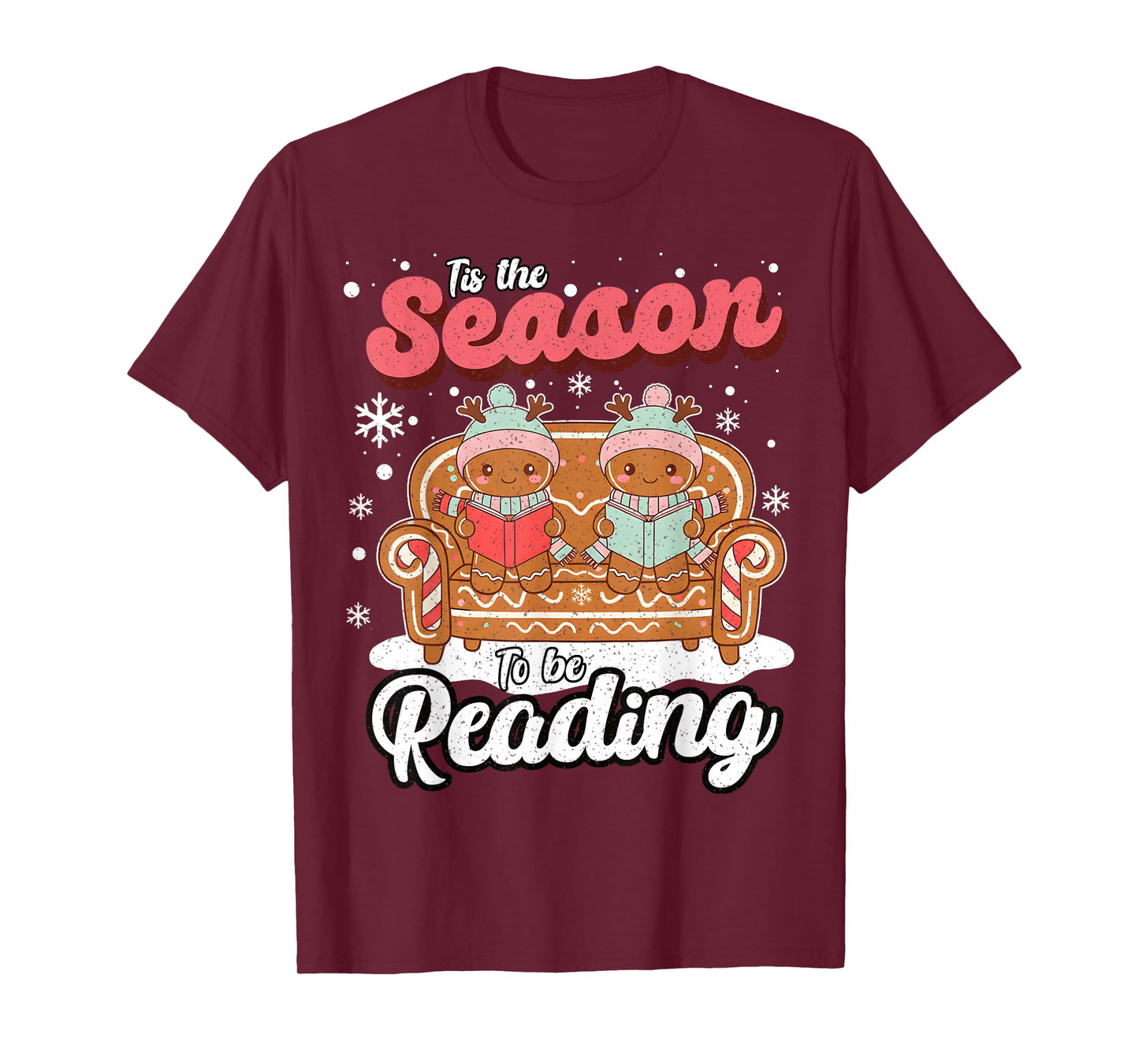 Christmas School Teacher Retro Librarian Groovy Xmas Books T-Shirt