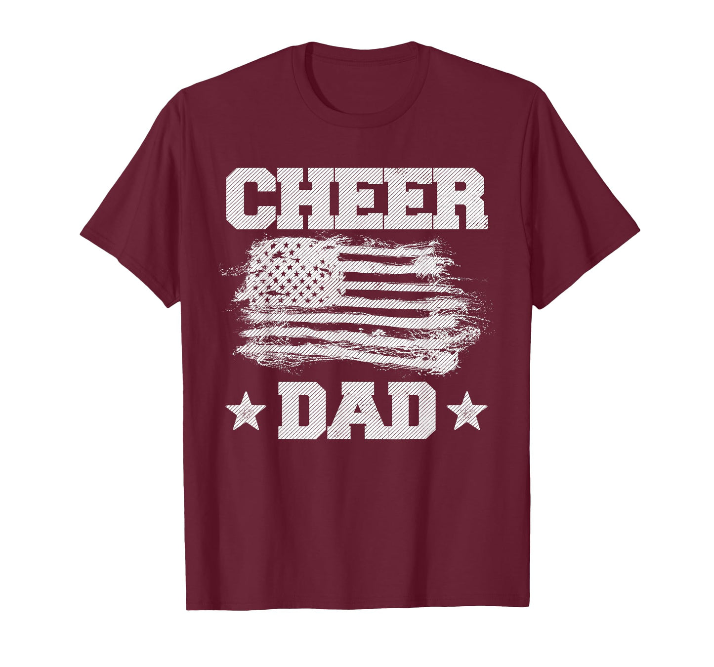 Cheer Dad Vintage American Flag Father Cheerleader Squad T-Shirt