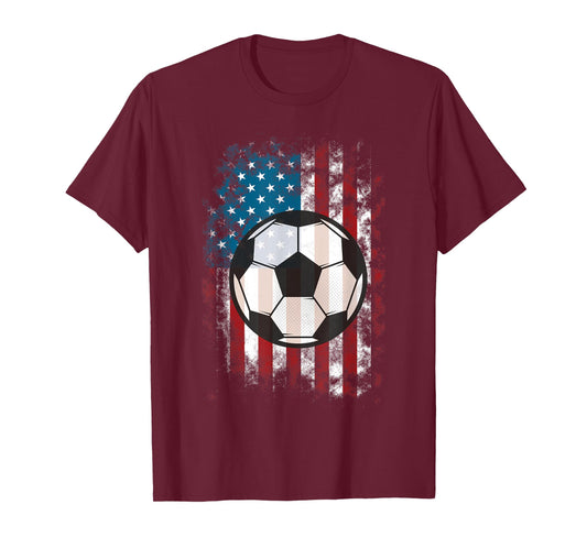 Soccer Ball American Flag USA for Soccer Lovers Women Kids Men T-Shirt
