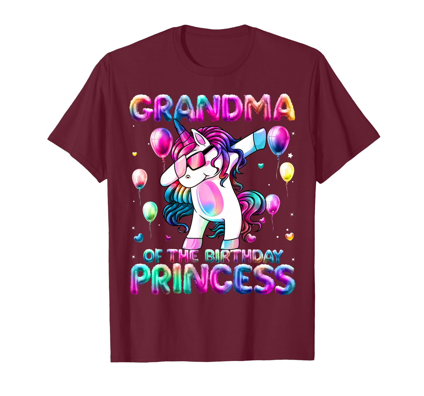 Grandma of The Birthday Princess Girl Dabbing Unicorn Mimi T-Shirt