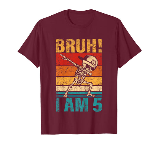 5 Year Old Birthday Dabbing Boy Bruh It's My 5th Birthday T-Shirt