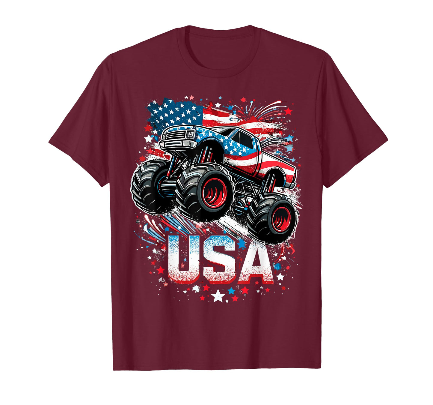 Monster Truck USA American Flag 4th Of July T-Shirt