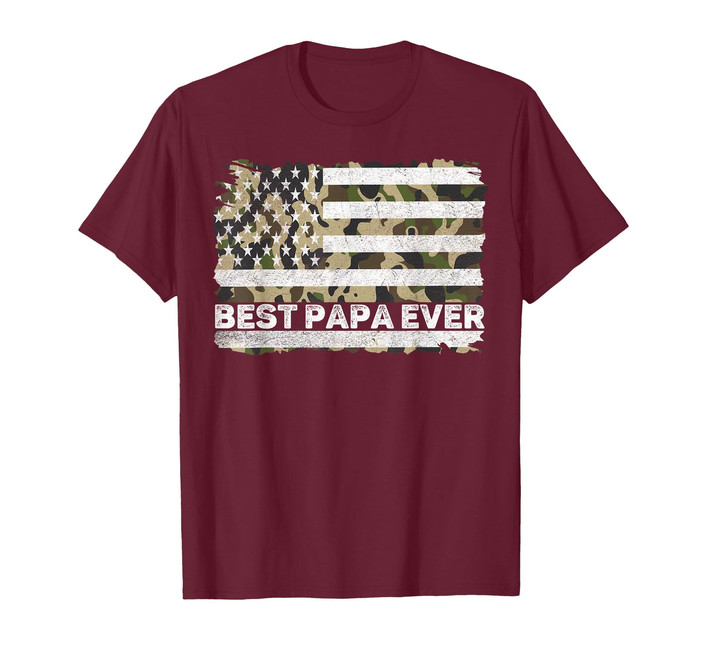 Best Papa Ever Men Grandpa Camo American Flag Fathers Day T-Shirt