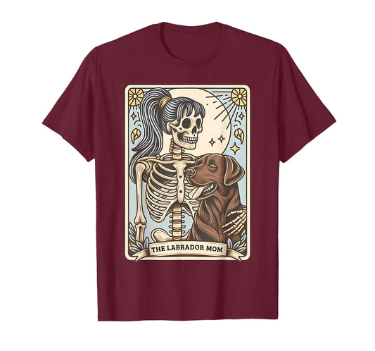 Funny Skeleton Chocolate Lab Mom Tarot Card Witchy Vibes T-Shirt
