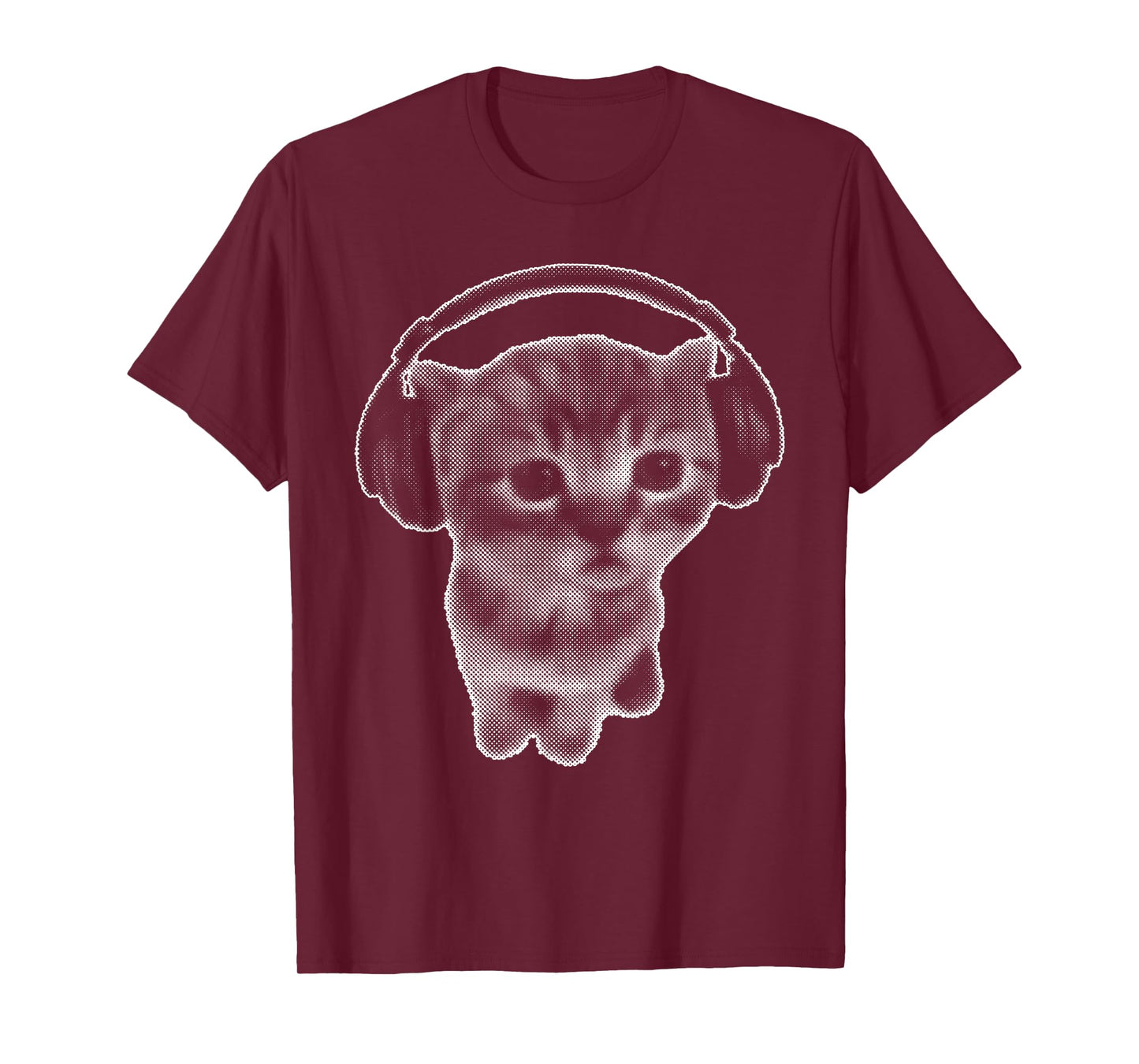 Cute Headphones Cat Funny y2k Grunge Silly Graphic T-Shirt
