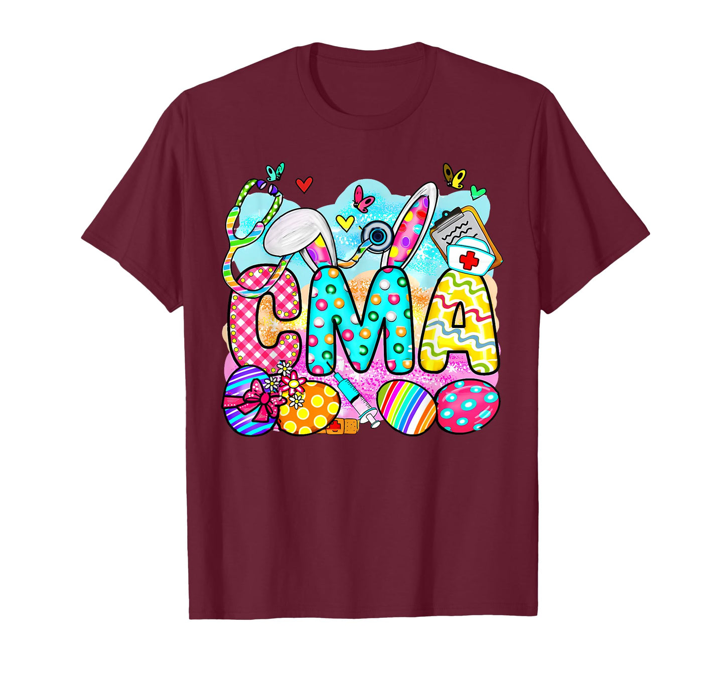 CMA Easter Bunny Eggs Stethoscope Easter Medical Assistant T-Shirt